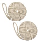 NovelBee 2 Pack of 3/4ââ‚¬Å“x30ââ‚¬â„¢ Double Braid Nylon Dockline,Mooring Rope Dock Line with Spliced Soft Eye (White/Gold)