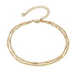 Valloey Women Handmade Dainty Anklet Silver 14K Gold Filled Bead Boho Beach Cubic Zirconia Foot Chain Ankle Bracelet (ANK-col-Gold)