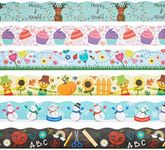 Juvale 6-Rolls 234 Feet of Holiday Scalloped Bulletin Board Borders for Classroom Decor, Whiteboard, Chalkboard, School Decorations, 6 Assorted Designs for Teacher Supplies (78 Pieces)