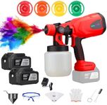 Yaberry Grove 600W Paint Sprayer, HVLP Cordless Electric Spray Paint Gun, 2X 4.0Ah Batteries, 4 Nozzles, Easy to Clean, for Furniture/Cabinets/Fence/Walls/Door/Garden Chairs etc