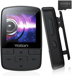 YOTON MP3 Player with Bluetooth 5.2, 64GB Mini HiFi-Music Player with Sports Clip, Portable MP3 Player for Kids with Independent Volume Botton, FM Radio, Earphones Included