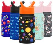 Simple Modern 14oz Summit Kids Water Bottles with Straw Lid Sippy Cup - Dishwasher Safe Vacuum Insulated Tumbler Double Wall Travel Mug 18/8 Stainless Steel Flask - Solar System