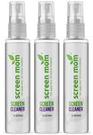 Screen Mom 1oz Screen Cleaner Spray 3 Pack - for Laptop, Computer Monitor, Phone Cleaner, iPad, Eyeglass, LED, LCD, TV - Includes 3 1oz Spray and 3 Purple Cleaning Cloths