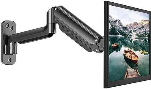 HUANUO Single Monitor Wall Mount for 13 to 32 Inch Computer Screen, Monitor Wall Mount Arm Holds up to 17.6lbs, Height Adjustable Full Motion Gas Springcore Wall Monitor Mount-VESA Mount 75x75,100x100