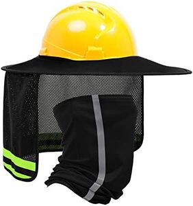 TCCFCCT Hard Hat Sun Shade, Full Brim Mesh Neck Sun Shield, High Visibility Sun Visor Neck Protection and Bandana Headband Face Scarf, Hard Hat Accessories, Hard Hat Not Included, 2 Packs, Black