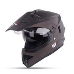 Steelbird GT Off Road ISI Certified Motocross Double Visor Full Face Helmet Outer Clear Visor and Inner Smoke Sun Shield (Matt Royal Brown , Large 600 MM)