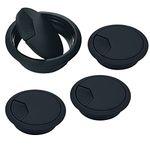 80mm(3.15 inch) Desk Cable Wire Grommet, 4Pcs Black Desk Grommet Cord Cable, Desk Table Grommet Cable Tidies for Home and Office Table Surface Port Hole Covers