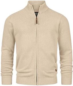 Indicode Hommes INLut Cardigan | Cardigan à col Montant Irish Cream L