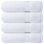 Infinitee Xclusives White Bath Towels Set of 4 (70x140 cm) - 100% Cotton, Super Absorbent, Quick-Dry Towels for Bathroom, Spa, Gym & Hotel