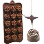 Clazkit Silicone Flower Shape Chocolate Mould (Brown, 10-Inch), 26 x 227 x 116 Millimeters