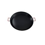 IMUSA USA 10" Carbon Steel Coated Nonstick Paella Pan, Black, Red Handles