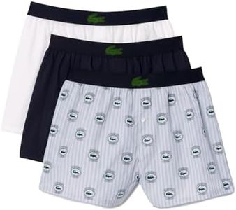 Lacoste Men's Underwear (Official) Cotton Trunk Panties, Set of 3, Blue (Light), M