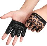 RYMNT Minimal Workout Gloves,Short Micro Weight Lifting Gloves Grip Pads with Full Palm Protection & Extra Grip for Men Women Weightlifting,Gym,Cross Training,Powerlifting,WODs.Leopard-Medium