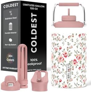 Coldest 128 oz Tumbler with Handle and Straw - 100% Spill Proof Tumbler with Straw (3 Lids) - Stainless Steel Insulated Leakproof Tumblers for Women & Men - Cup Holder Friendly - 128 oz (Pink Petals)