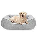 JOEJOY Dog Beds Washable Large - Cosy Puppy Bed Soft Fleece Plush Calming Rectangle Breathable Cat Sofa Dog Bed Small | Medium | Mattress Mat For Pet, Light Grey