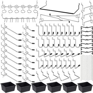 FRIMOONY Pegboard Hooks Assortment, for Organizing Various Tools, with Pegboard Bins, 165 PCS, 80 of Which are Locks