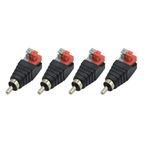 Dolaso 4 PCS Male RCA Adapter to 2 Screw Terminal Strip Speaker Phono, RCA to Speaker Wire Adapter, Video Audio Spring Press Type Balun for CCTV (Male RCA Adapter)