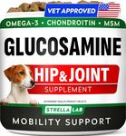 Glucosamine for Dogs w/Chondroitin - Hip & Joint Supplement for Dogs - MSM, Omega to Improve Mobility & Energy - Natural Joint Pain Relief - 120 Chews (Chicken)