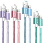 iPhone Charger 4 Pack 3/6/6/10ft Lightning Cable Apple Mfi Certified Fast Charger Multicolored Charging Cable Nylon Braided Cord Compatible with iPhone 14 13 Pro Max 12 11 SE XS XR X, iPad Mini