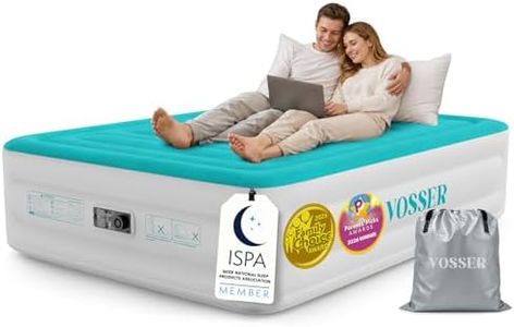 VOSSER Queen Air Mattress with Built in Pump,18'' Raised Blow Up Mattress, I-Beam Inflatable Mattress with Storage Bag, Upgraded Flocked Top Air Bed for Home, Camping & Guests，Colchone Inflable