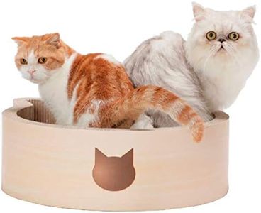 Necoichi Cat-Headed Scratcher Bed (Birch, Large) | Cardboard Cat Scratcher Bowls for Indoor Cats - Cat Scratching Board, Cat Scratch Pad Lounger with Reversible Usability and Extra Comfort for Lounge