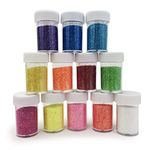 Allgala Arts and Crafts Glitter Shake Jars, Extra Fine Powder, 12 Multi Color Assorted Set