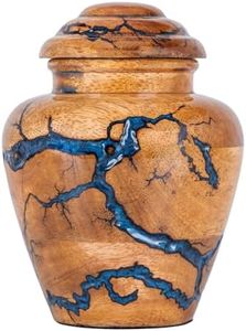 STONLIF Wooden Cremation Urns for Human Ashes Adult Male 20 Cubic Inches - Urn for Ashes for Women & Men - Blue Urn for Ashes Adult Male - Decorative Urns - Burial and Funeral Urn - Blue, Small 20lbs