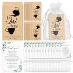 ReliThick 100 Sets Wedding Favors for Guests Bulk 100 Self Adhesive Tea Packets Kraft Paper Envelopes 100 Thank You Cards and 100 Organza Bags Wedding Thank You Gifts for Wedding Bridal Shower(No Tea)