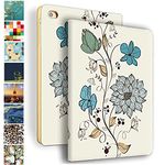 DuraSafe Cases Watercolour Flowers Printed Slim Folio Smart Cover For Ipad 9.7 Inch 5/6 Gen 2017/2018&Air 1/2 (A1893 A1954 A1822 A1823 A1566 A1567 A1474 A1475)Multi-coloured