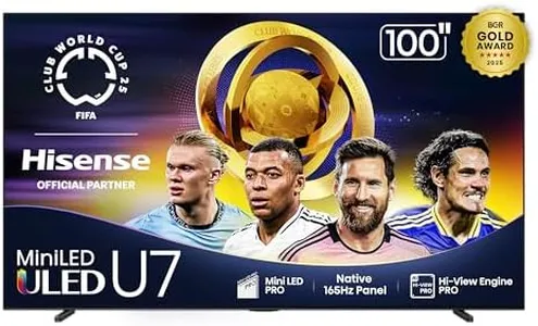 Hisense 100" Class U7 Mini-LED ULED 4K UHD Google Smart TV (100U75QG, 2025 Model) - QLED, Native 165Hz, VRR 288, Up to 3000 Nits, HDR10+, Dolby Vision IQ · Atmos, IMAX Enhanced, 2.1.2 Ch Surround