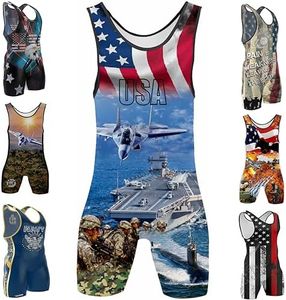 4 Time All American Sublimated Wrestling Singlet – Stitched & Durable Mens Singlet – Singlet for Wrestling, MMA & Powerlifting– Wrestling Singlet Youth Boys (US Army-Navy, XXXL 251-280 lbs.)