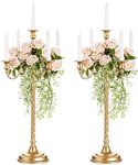 Sziqiqi 28In Floor Candelabra Tall Taper Candlestick for Candle and Floral Metal Candle Holders Table Centerpiece for Wedding Party Event Room