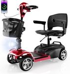 iScooter X-02 Mobility Scooter, Electric Wheelchair Device, 4 Wheel Mobility Scooter for Adults, with LED Headlight, Basket, Cup Holder, Back-Up Alarm Bell, Detachable, Lightweight and Convenient