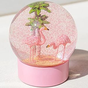 ANGELLOONG Pink Flamingo Snow Globe for Kids Girls, Originality 3D Flamingo Glitter Glass Snow Globes for Valentines Home Decor, 100MM