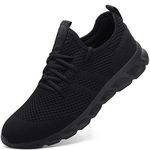 Damyuan Mens Running Walking Tennis Trainers Casual Gym Athletic Fitness Sport Shoes Fashion Sneakers Ligthweight Comfortable Working Outdoor Flat Shoes for Jogging Black Size 9 UK