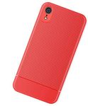 ZSCHAO Case for iPhone XR Carbon Fibre Silicone Slim Ultra Thin Anti-Shock TPU Case Cover Compatible with iPhone XR Shockproof Carbon Mate Matte Armor Hybrid Case Cover Red