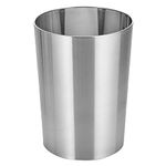 mDesign Stainless Steel Round Metal Trash Can, Small 4 Gallon Wastebasket, Garbage Basket Bin for Bathroom, Bedroom, Kitchen, or Home Office, Holds Waste and Recycle, Mirri Collection, Brushed