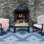 Durable Navy Blue Outdoor Woven Flatweave Garden Outdoor Area Rug Textured Soft Plastic Patio Decking Mat Lawn UV Weather Stain Resistant Carpet Rugs 160cm x 230cm