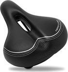 Bikeroo Extra Wide Replacement Saddle - Fits Indoor & Outdoor Bicycles - Steel Spring & Elastomer Suspension - Center Cutout - Memory Foam - Hybrid