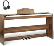 STRICH Digital Piano 88 Keys, Hammer-Action Weighted Keyboard, Full size Electric Piano Keyboard with Furniture Stand, 25Wx2 Speakers, Supports USB-MIDI/Wireless Connect, SDP-300W (Color Walnut Wood)
