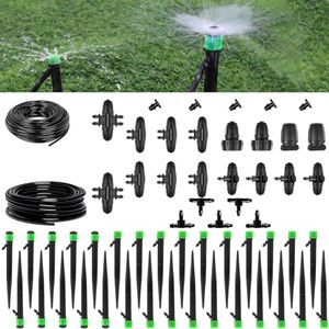 Drip Irrigation Kit, Adjustable Garden Drip Irrigation System with 50FT 1/4"+50FT 5/16" Drip Tubing, Drip Emitters、Drip Connectors, Irrigation System Kit for Raised Garden Bed, Yard, Lawn