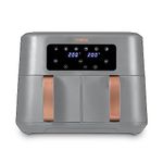 Tower T17137GRY Vortx 8.5L Dual Basket Air Fryer with Dual Cook Function, 2400W, Grey & Rose Gold