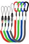 Lix&Rix Spiral Clip on Safety Recoil Lanyards for Fishing Equipment Remote Control Utility Knife Box Cutters Handy Tools Tethers Leash, Assorted Color Black, Blue, Green, Red, 4pcs