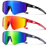 DioKiw 3PACK Kids Sunglasses Polarized Youth Baseball Sunglasses Boys Girls Softball Cycling UV400 Protection Goggles, 3pcs-red+blue+green-a, One size fits all