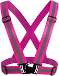 MAHSON High Visibility Protective Safety Reflective Vest Belt Jacket, Night Cycling Reflector Strips Cross Belt Stripes Adjustable Vest Safety Jacket (Pink)