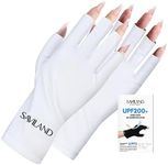 SAVILAND U V Gloves for Nails: UPF200+ High-tech Professional U V Gloves for Manicures, Anti UVA & UVB 999+ U V Gloves for Gel Nail Lamp Fingerless Gloves Prevent Hands from U V Harm (White)