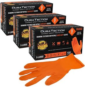 Dura-Gold Duratection 8 Mil Orange Super Duty Diamond Textured Nitrile Disposable Gloves, 3 Boxes of 100, X-Large - Latex Free, Powder Free, Food Safe, Safety Protection Work Gloves, Industrial