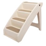 PetSafe CozyUp Folding Dog Stairs - Pet Stairs for Indoor/Outdoor at Home or Travel - Dog Steps for High Beds - Pet Steps with Siderails, Non-Slip Pads - Durable, Support up to 200 lbs - X-Large, Tan