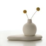 THE GREY BLEND® Concrete Round Bud Vase - Small Flower Vase for Living Room, Bedroom, Center, Coffee & Dining Table - Centerpiece & Showpiece Ideal for Aesthetic Decor & Home Decoration (White)