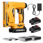 GoYwato Cordless Nail Gun 21V - 18GA 3-in-1 Cordless Brad Nailer w/ 2 x 2.0Ah Battery & 1000x18GA Nails & 1000xT50 Staples & 1000x1014J Staples, Electric Stapler Gun for DIY Home Projects Woodworking